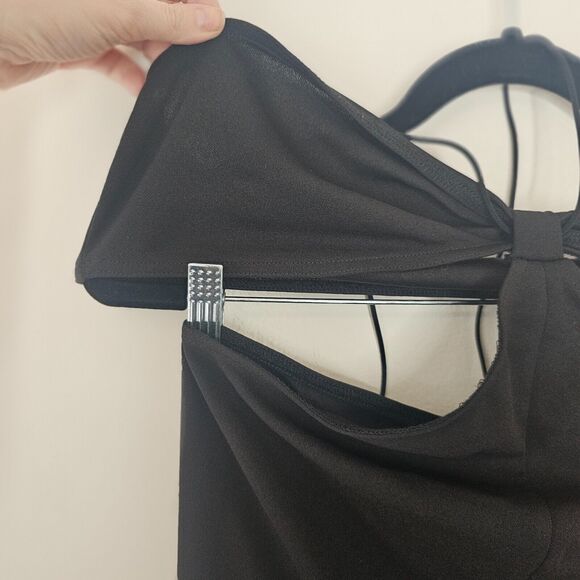 NWT Commense Hot Black Bandeau Top Open Sides Wide Leg Jumpsuit One-Piece XL - Picture 4 of 9